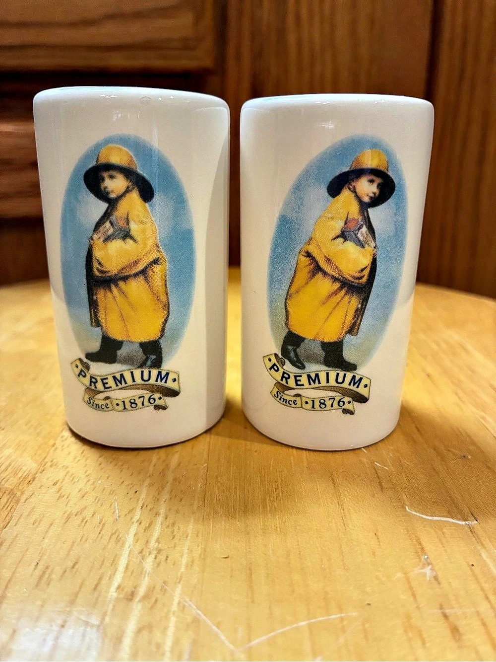 Vintage Morton Salt Boy in Raincoat Premium Since 1876 Salt and Pepper Shaker